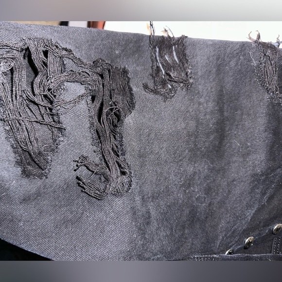 Levi’s 501 high waisted distressed raw hem black jean shorts Sz 30 NWT - Picture 5 of 7